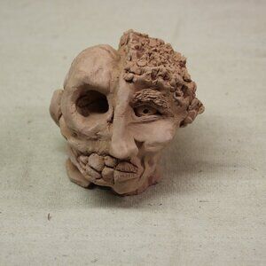 Ugly Pottery Clay Head Face Handmade Unique Eclectic Weird Strange Art